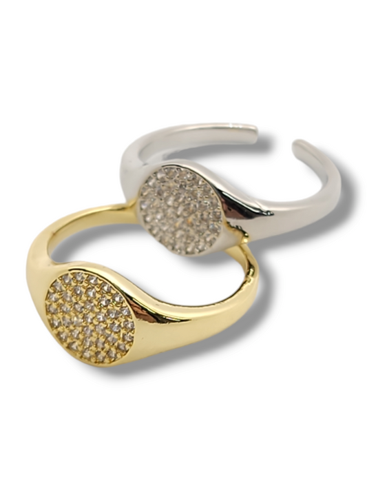 Round pave band  adjustable Ring