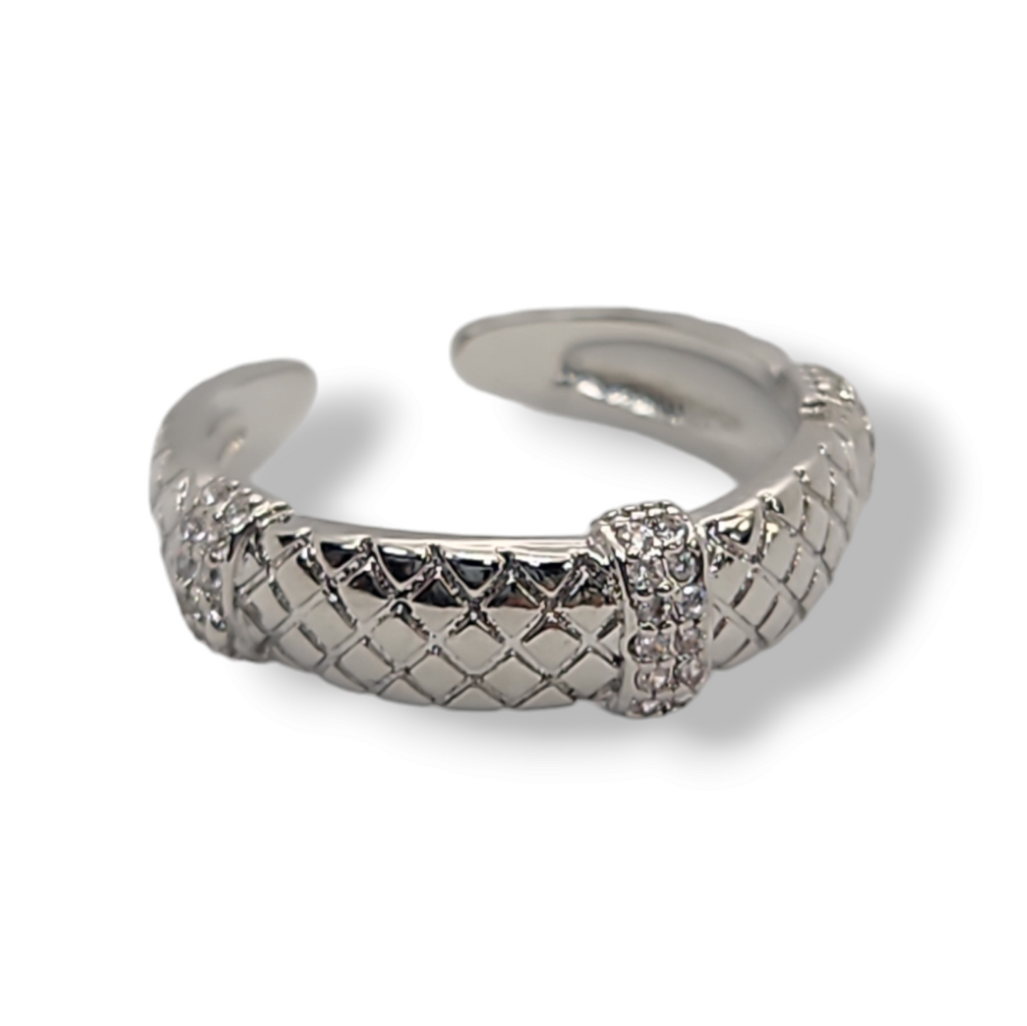 Snake shape pave adjustable ring