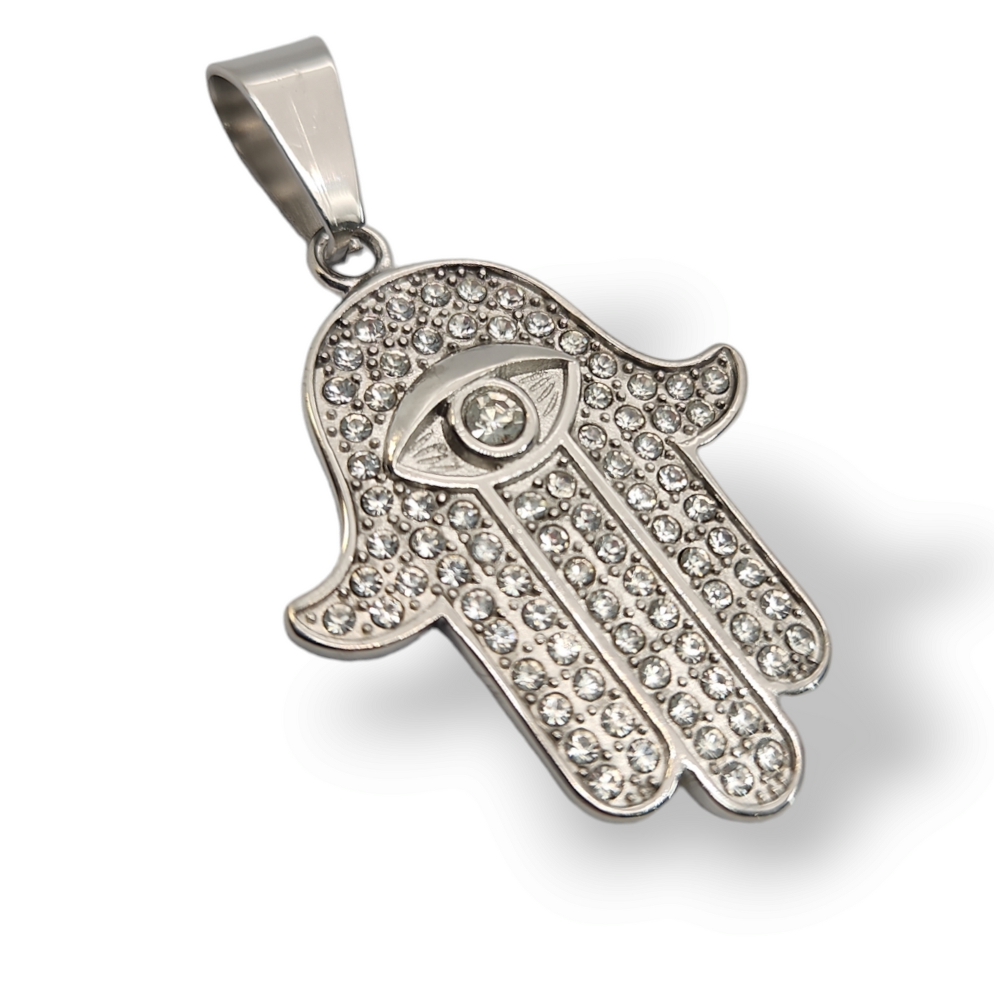 Fatima hamsa full cz pendant stainless steel