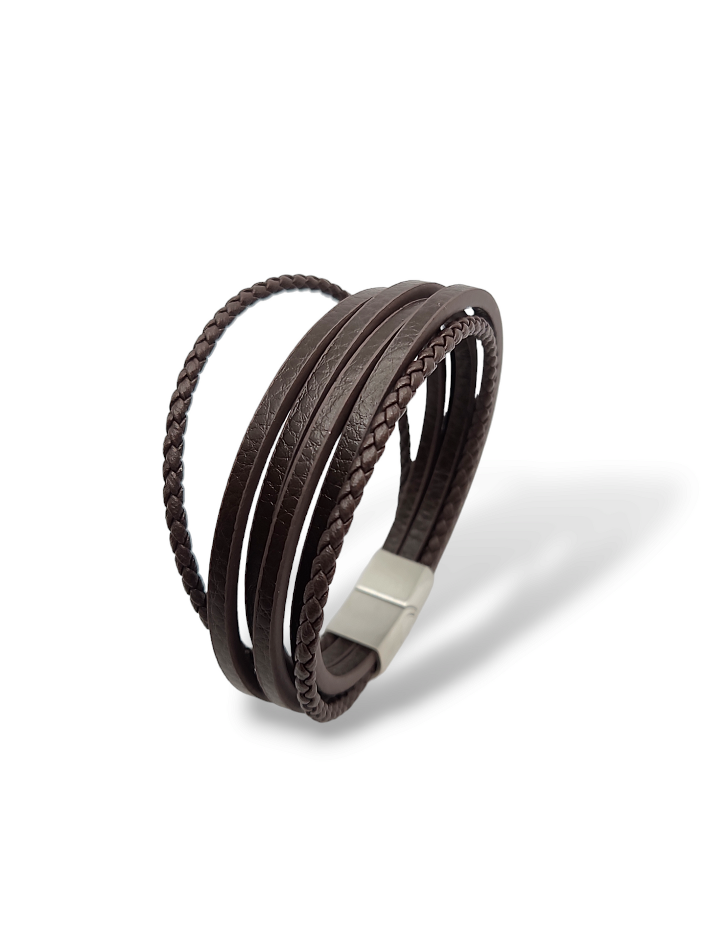 Multo leather bracelet, stainless steel