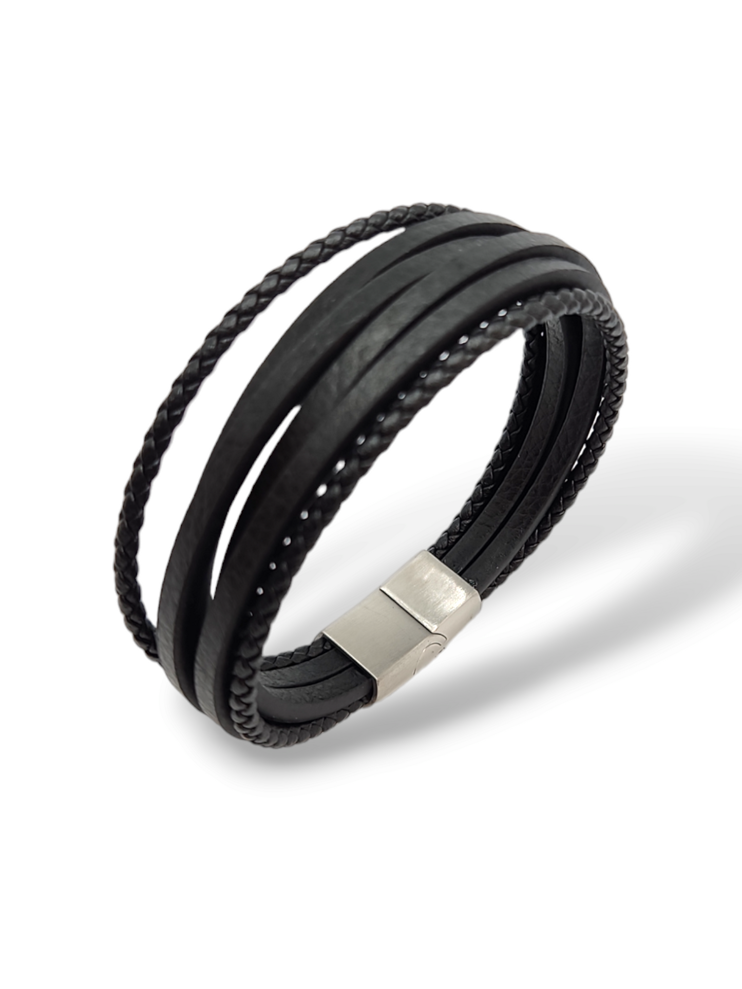 Multo leather bracelet, stainless steel