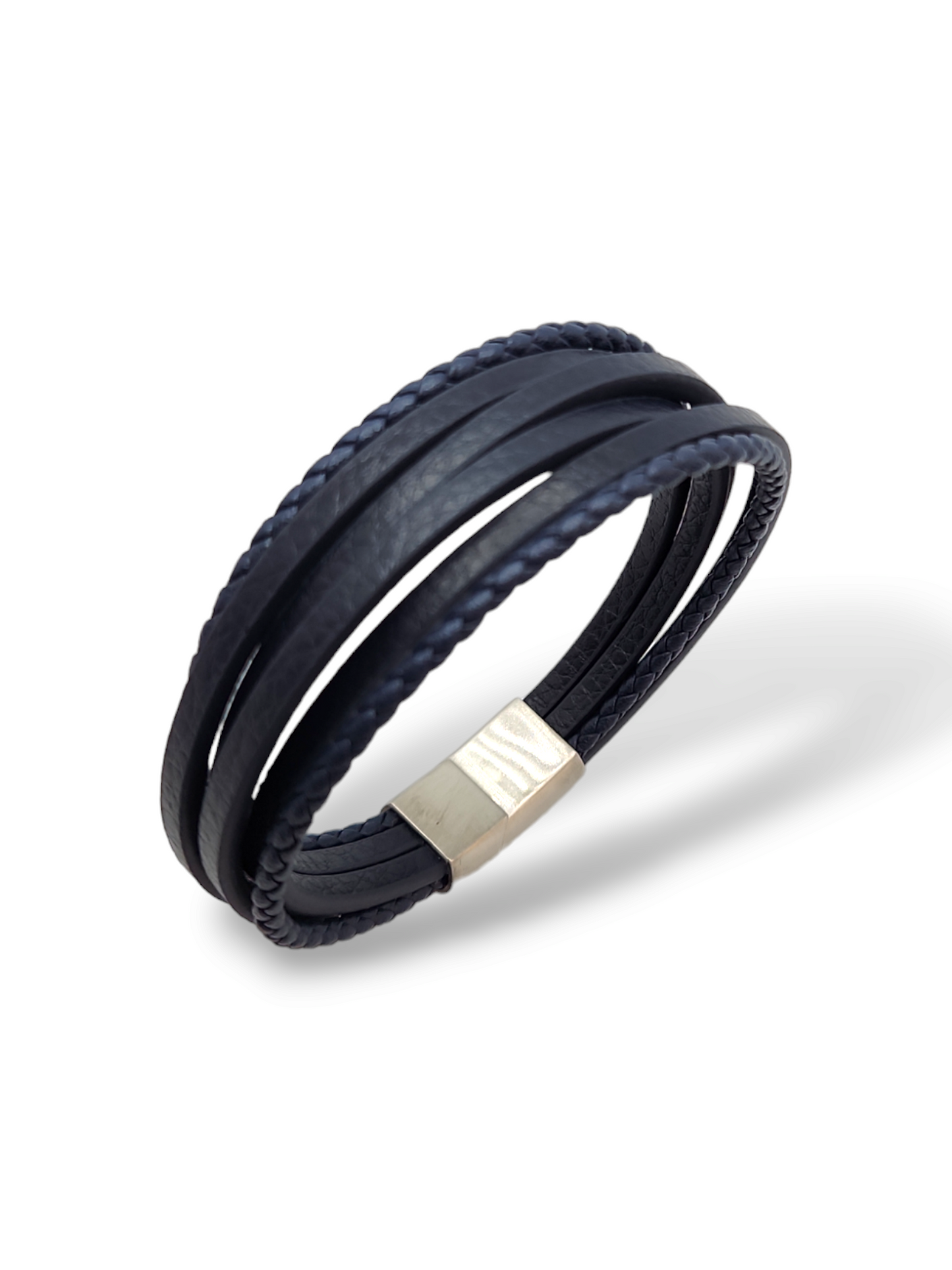 Multo leather bracelet, stainless steel