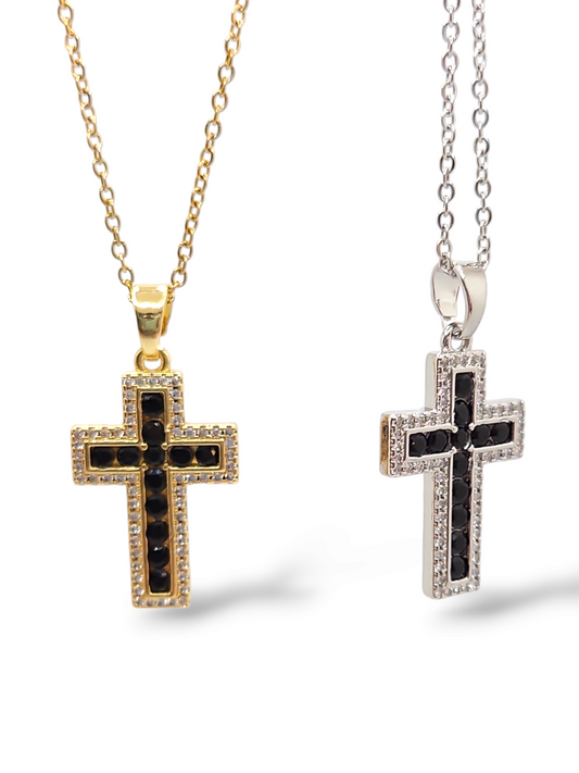 Cross Zirconia black necklaces stainless steel