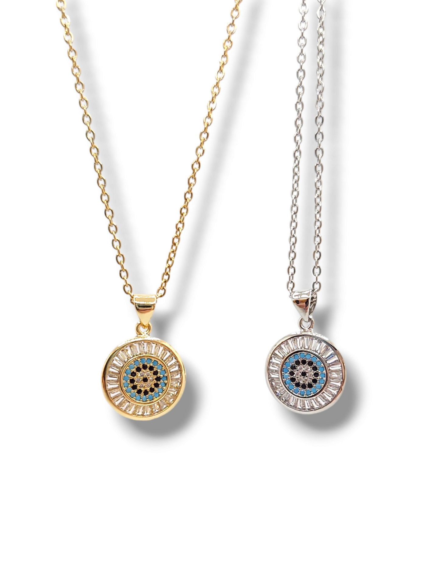 Fill zirconia evil eye necklace 18" necklace