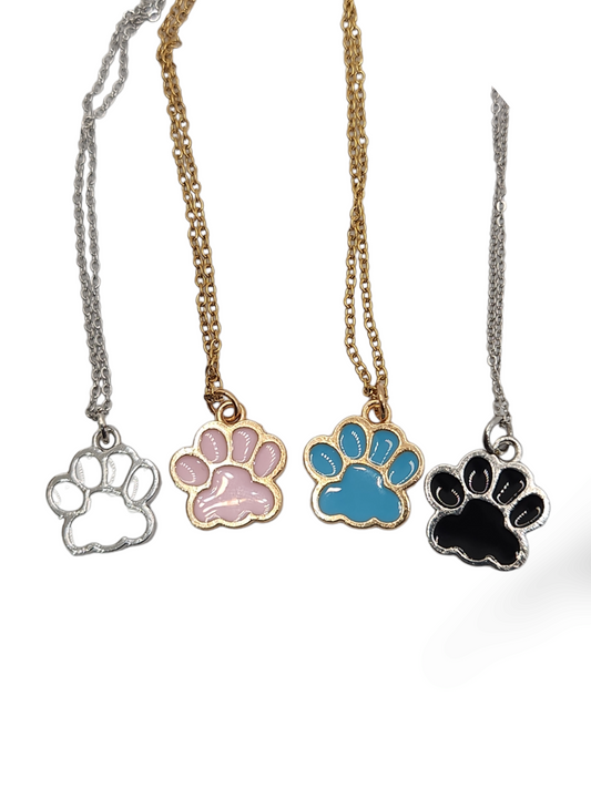 Paw multicolor enamel necklace