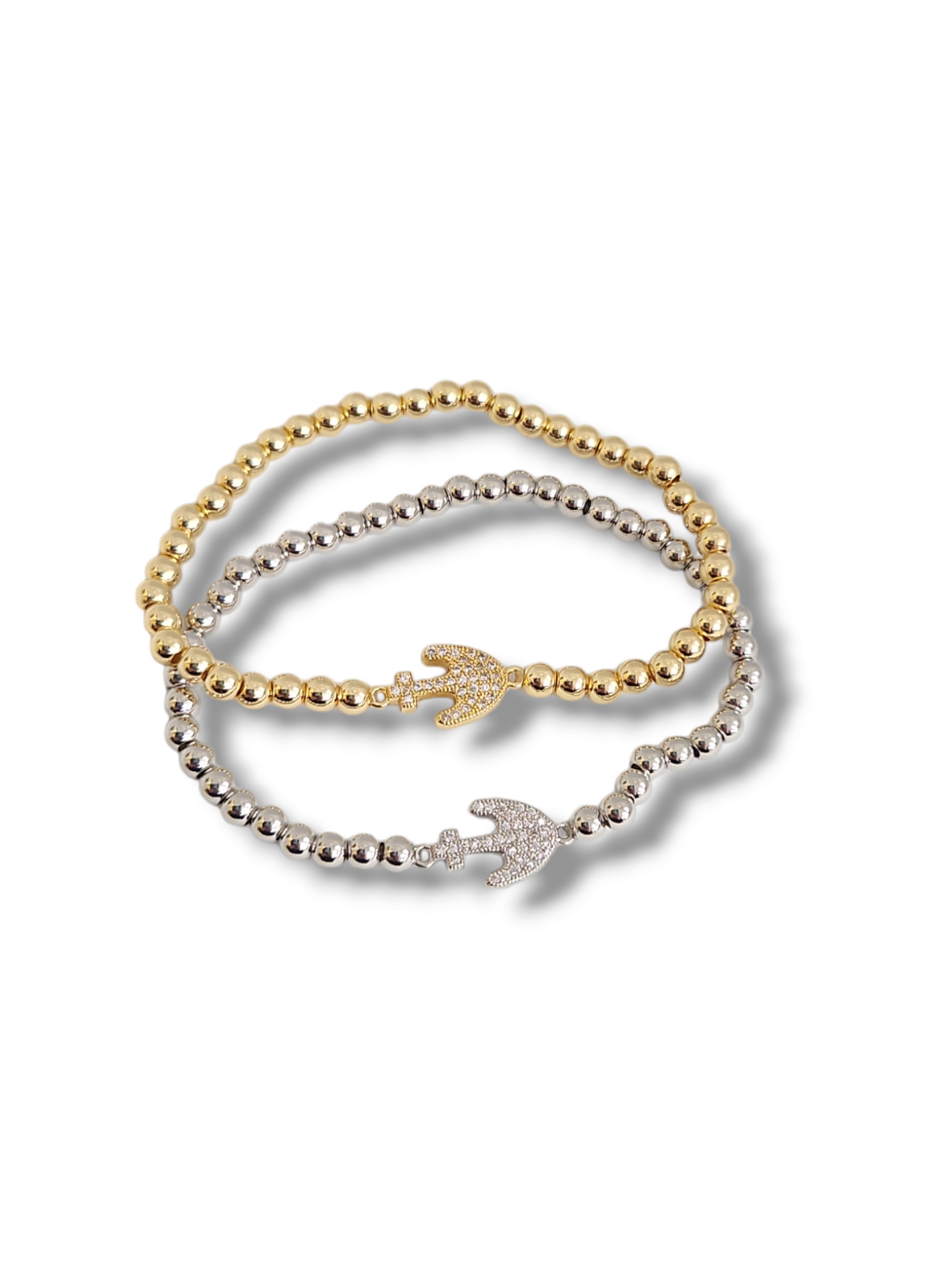 Anchor zirconia bracelet strech beads