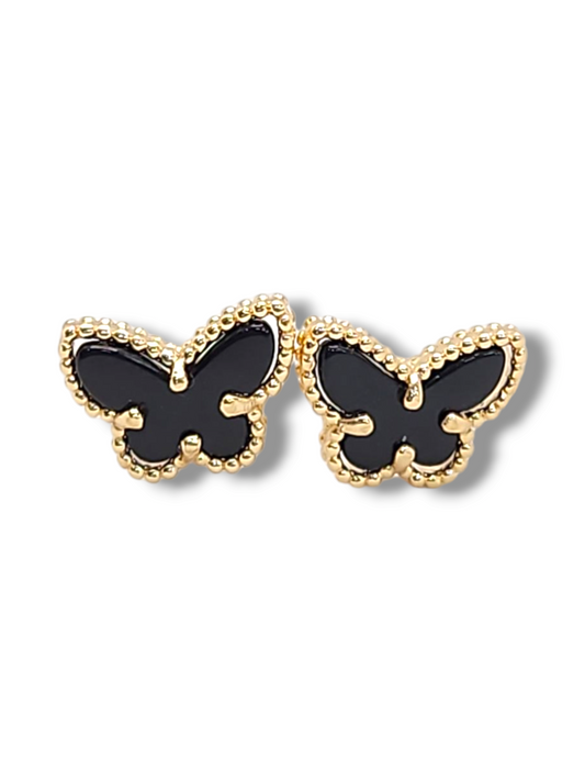 Butterfly shell stone stud earrings