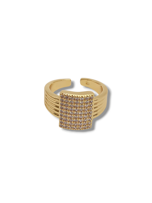 Square pave ring adjustable