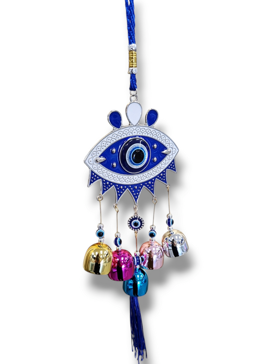 Turkish enamel evil eye  bells keychain door stainless steel