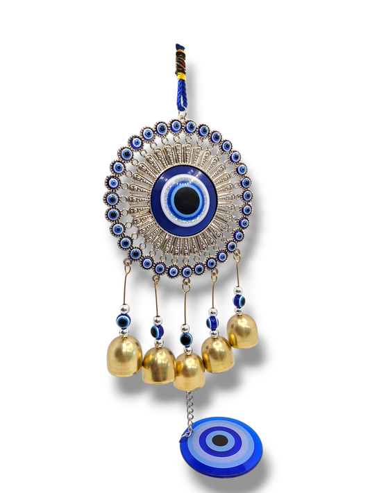 Round evil eye  bells keychain door stainless steel