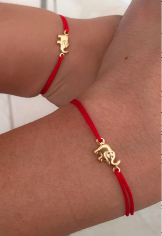 Elephant red string bracelet