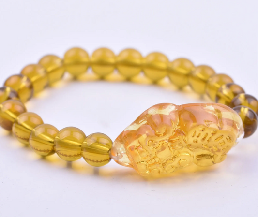 Jade Dragon Pixiu Citrine  Bracelet beads 10mm