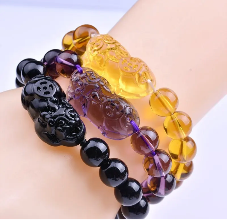 Jade Dragon Pixiu Citrine  Bracelet beads 10mm