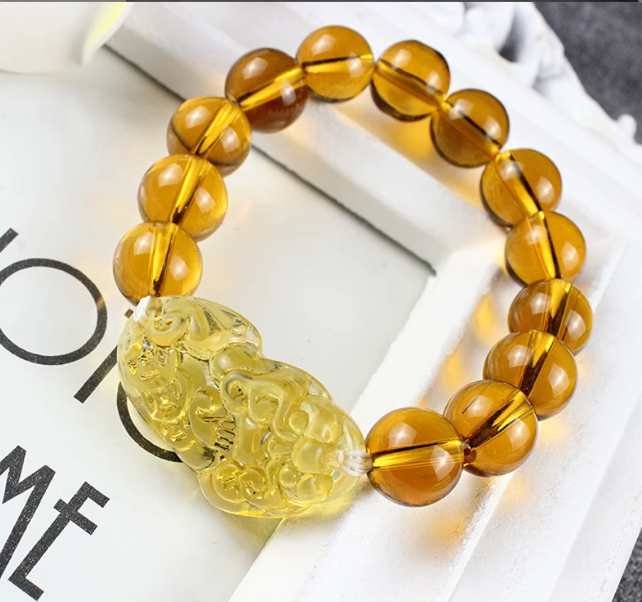 Jade Dragon Pixiu Citrine  Bracelet beads 10mm