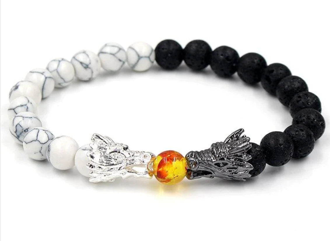 Dragon ying yang beads bracelet