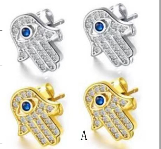 Hamsa studs earrings stainless steel