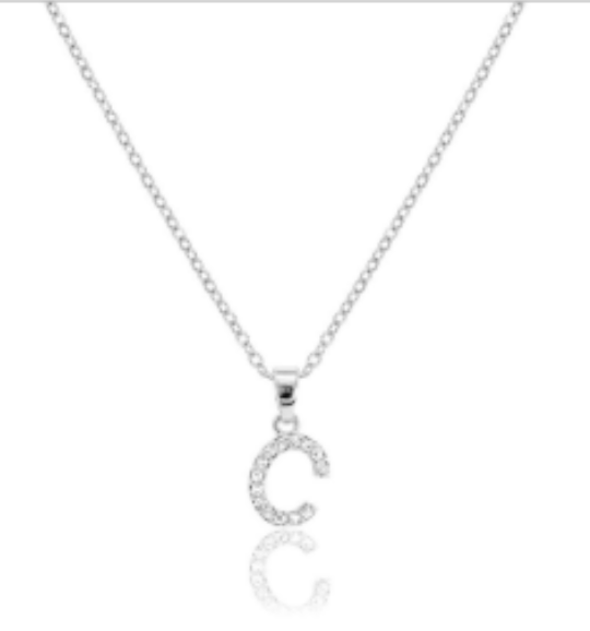 Initial micro pave- full cubic zirconia 18" necklaces stainless steel