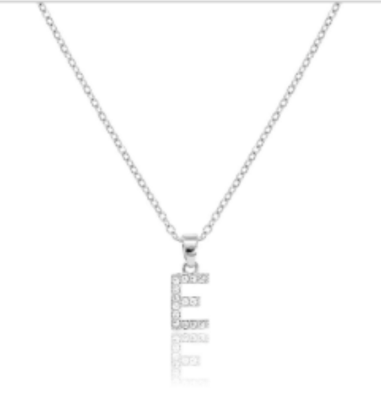 Initial micro pave- full cubic zirconia 18" necklaces stainless steel