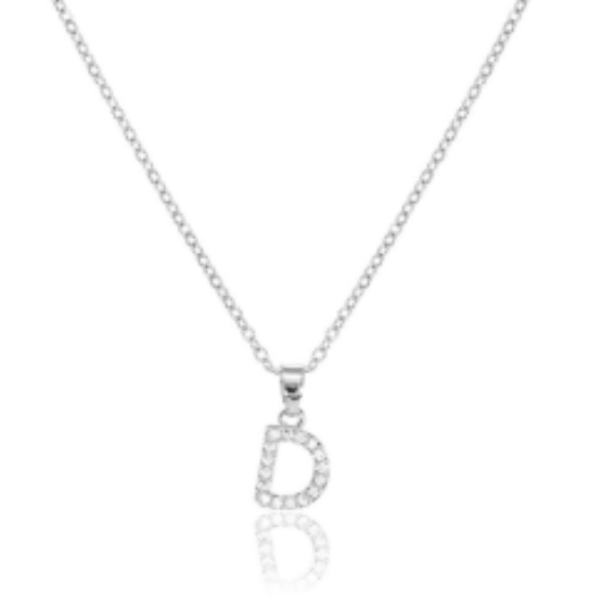 Initial micro pave- full cubic zirconia 18" necklaces stainless steel