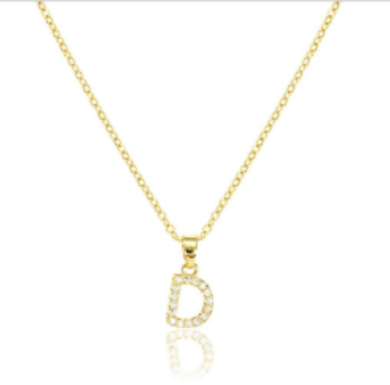 Initial micro pave- full cubic zirconia 18" necklaces stainless steel