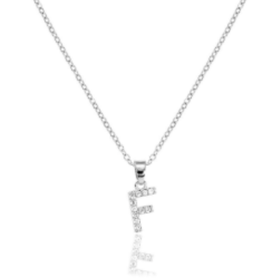 Initial micro pave- full cubic zirconia 18" necklaces stainless steel