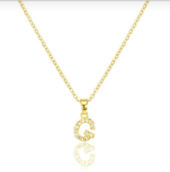 Initial micro pave- full cubic zirconia 18" necklaces stainless steel