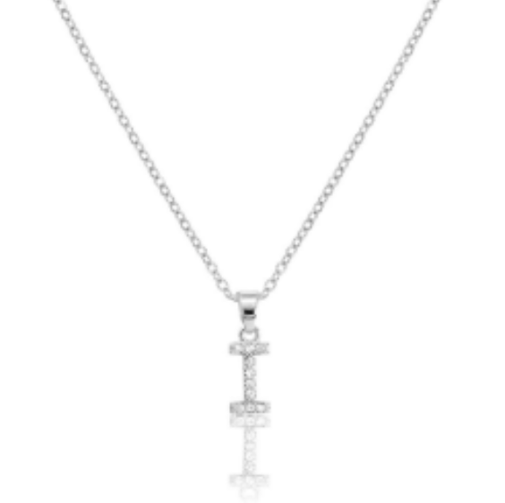 Initial micro pave- full cubic zirconia 18" necklaces stainless steel