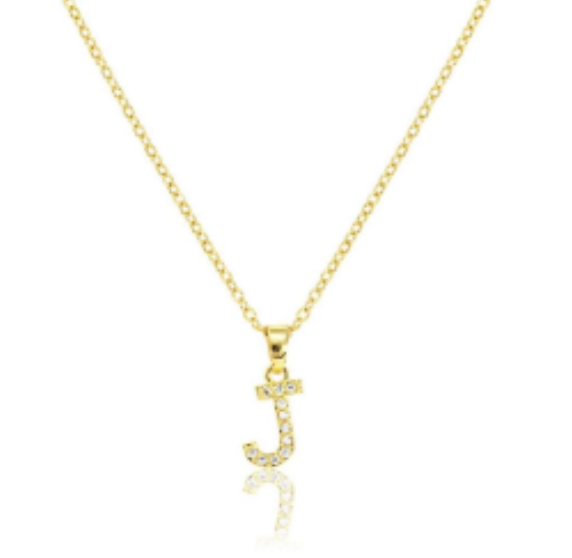 Initial micro pave- full cubic zirconia 18" necklaces stainless steel