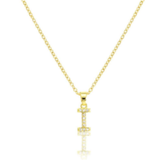 Initial micro pave- full cubic zirconia 18" necklaces stainless steel