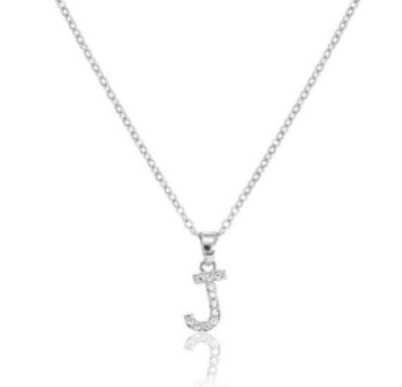 Initial micro pave- full cubic zirconia 18" necklaces stainless steel