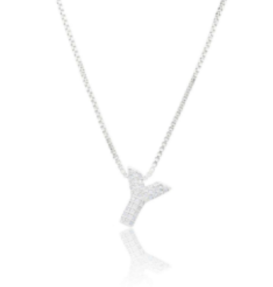 Ice Jumbo Initial 2"  micro pave- full cubic zirconia 18" necklaces stainless steel (Copy)