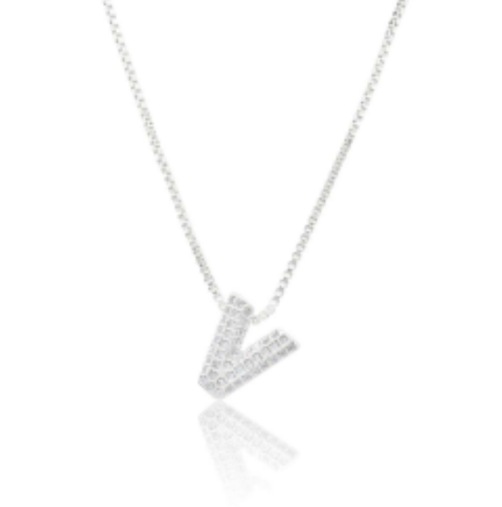 Ice Jumbo Initial 2"  micro pave- full cubic zirconia 18" necklaces stainless steel (Copy)