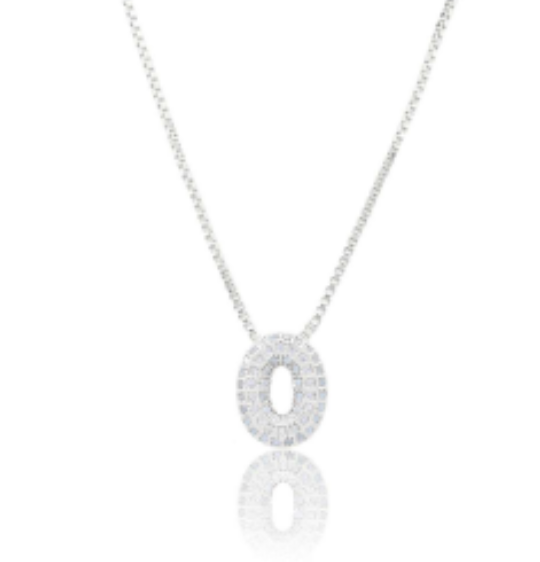 Ice Jumbo Initial 2"  micro pave- full cubic zirconia 18" necklaces stainless steel (Copy)