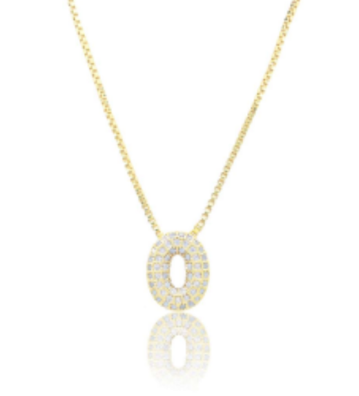 Ice Jumbo Initial 2"  micro pave- full cubic zirconia 18" necklaces stainless steel (Copy)