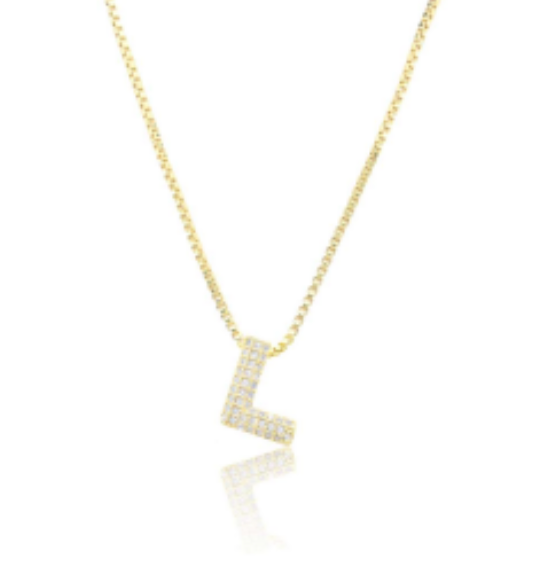 Ice Jumbo Initial 2"  micro pave- full cubic zirconia 18" necklaces stainless steel (Copy)