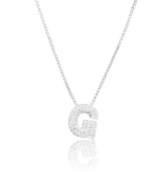 Ice Jumbo Initial 2"  micro pave- full cubic zirconia 18" necklaces stainless steel (Copy)