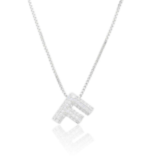 Ice Jumbo Initial 2"  micro pave- full cubic zirconia 18" necklaces stainless steel (Copy)