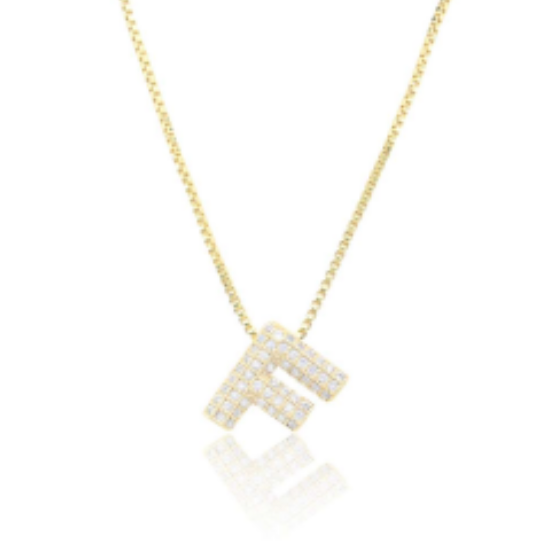 Ice Jumbo Initial 2"  micro pave- full cubic zirconia 18" necklaces stainless steel (Copy)