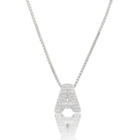 Ice Jumbo Initial 2"  micro pave- full cubic zirconia 18" necklaces stainless steel (Copy)