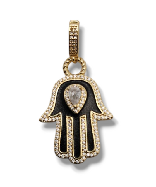 Hand of god Zirconia Pave pendanrs 18k gold plated