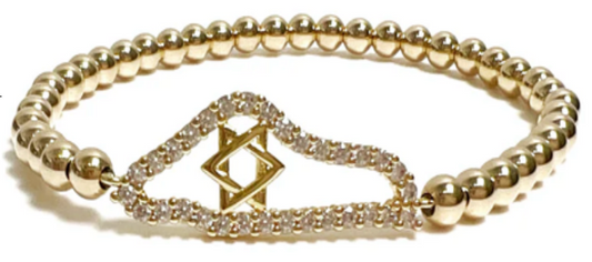 Beads Bracelet map of Israel with star of David
