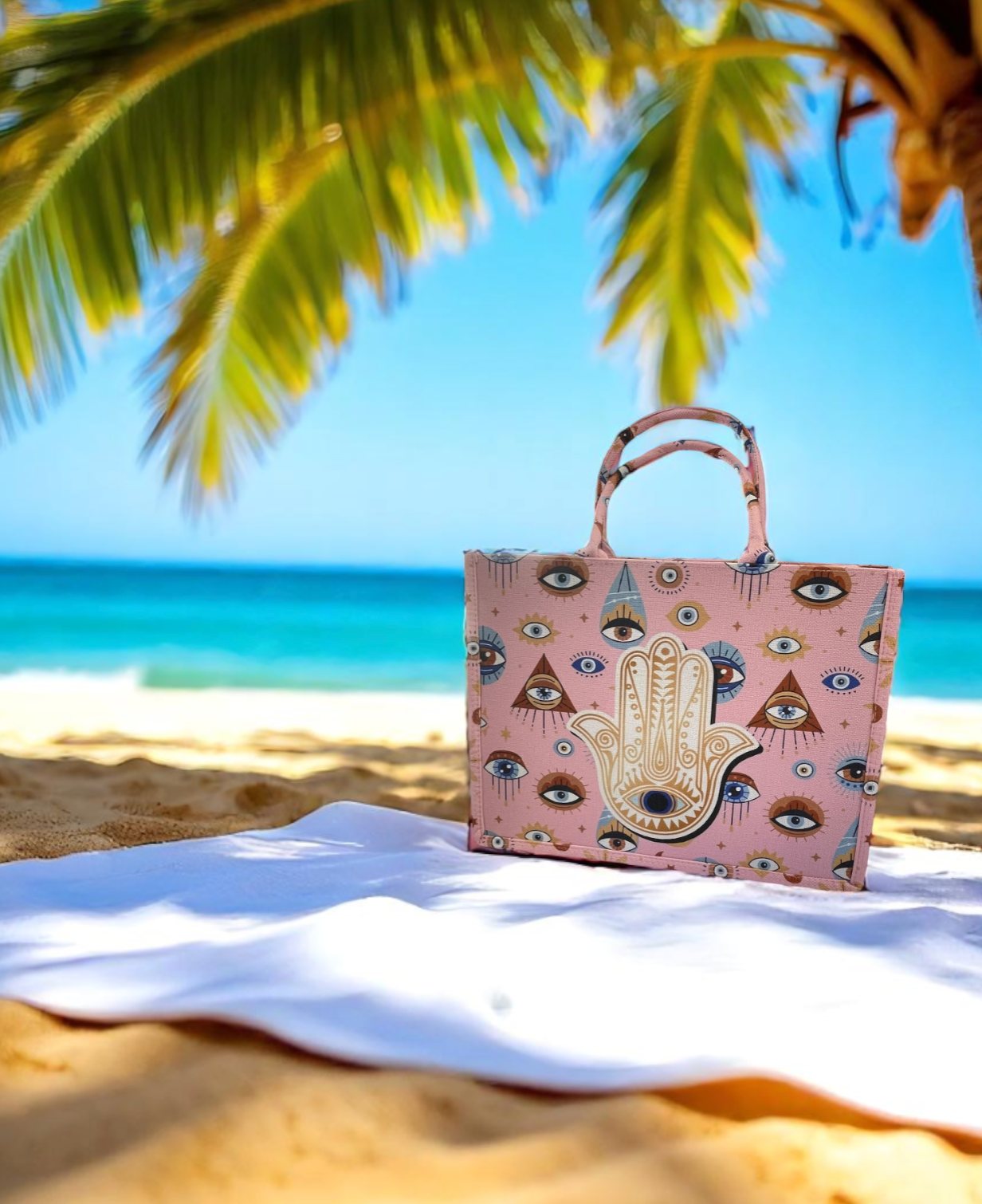 Tote Hamsa  Evil eye Beach bag