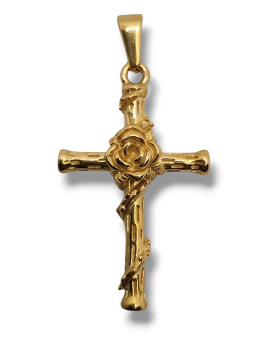 Cross pendant stainless steel Rose