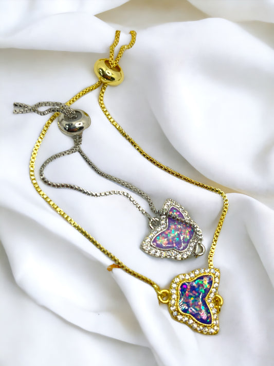 Butterfly opal adjustable bracelet 18k gold plated