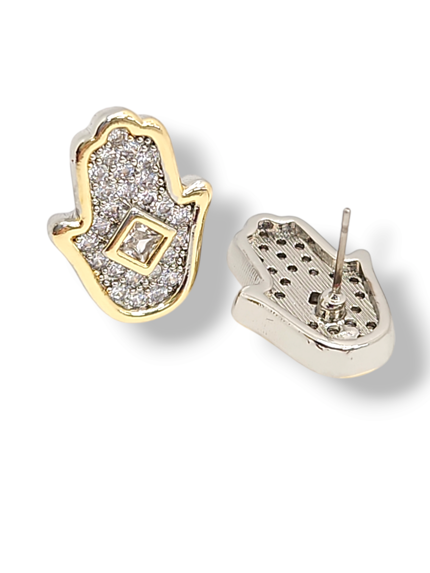 Hamsa stone diamond stud earrings