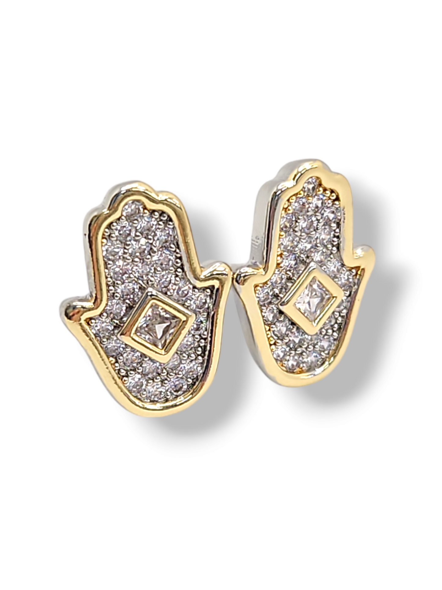 Hamsa stone diamond stud earrings