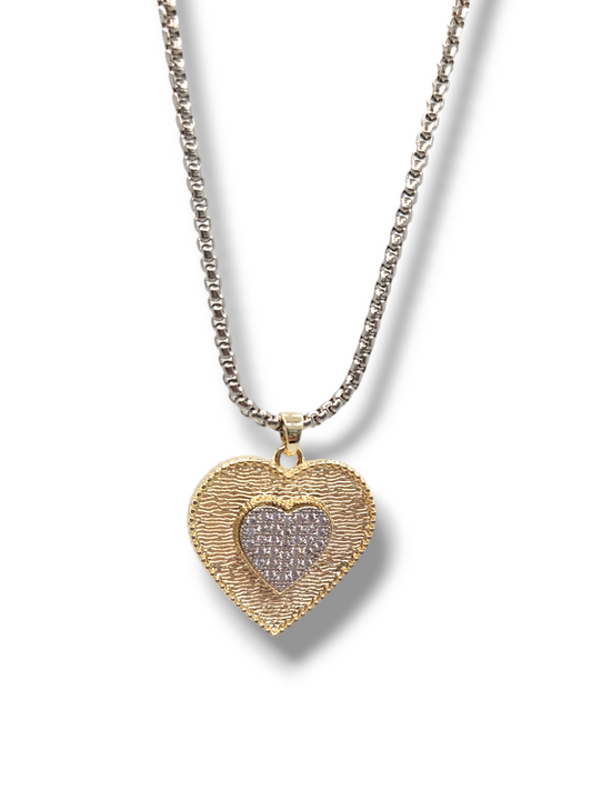 Pendant chunky heart 36" necklaces stainless steel