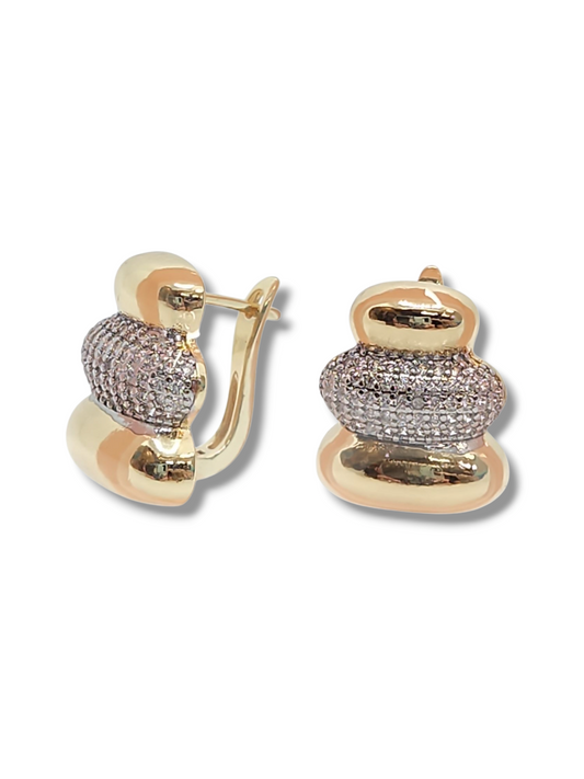 Two tons cake diamond French back earrings