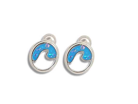 Wave opal   studs stainless steel 4mm
