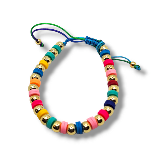 Pucca multicolor  gold balls  string bracelet